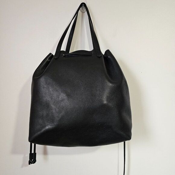 EUC MADEWELL BLACK LEATHER TRANSPORT DRAWSTRING TOTE LARGE - Picture 4 of 16